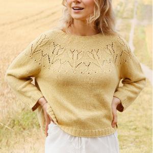 Kampsun "kollane tulp" (muster 222-4; lõngast Belle või Merino Extra Fine)